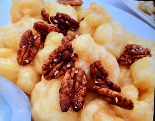 Glazed Fried Pieces with Candied Pecans